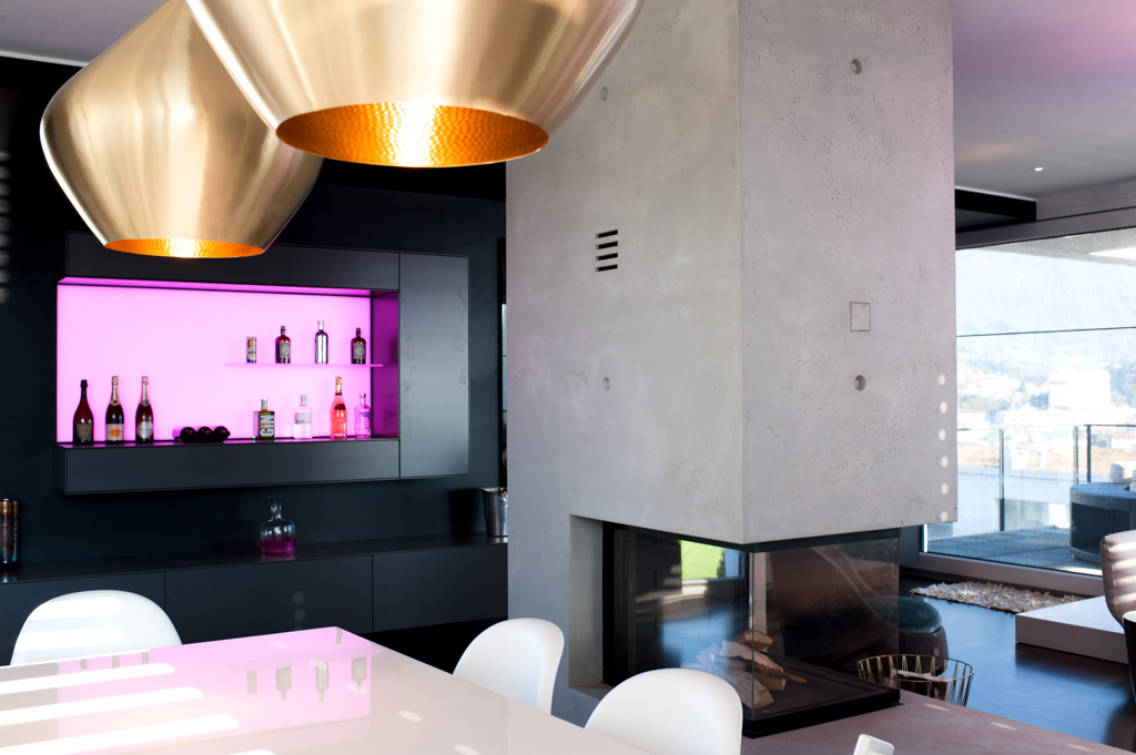 Privathaus Weggis, Betonauftrag Cheminée Privathaus Weggis, Betonauftrag Cheminée